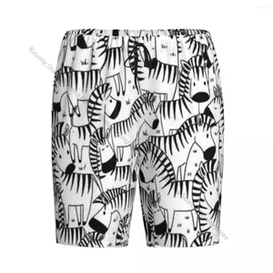 Męska odzież snu letnie spodenki piżamowi dla mężczyzn zabawny wzór zebras luźne miękkie krótkie spodnie piżamy