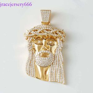 Pass Testare Sier/ 10k Solid Gold Mens Diamond Jesus Piece Moissanite Iced Out Pendant for Necklace