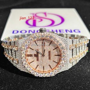 Niestandardowe zegarki męskie Diamond zamierzona luksusowa moda vvs mechaniczny zegarek Silver Plated Moissanite zegarek