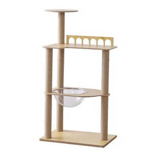 Scratchers 115 cm 45.28 pollici di lussuosa torre per gatto moderno animali da arrampicata per gli animali da arrampicata graffiati pali della casa in legno capsule capsule condominio