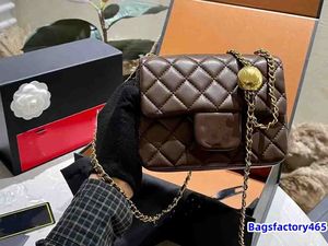 CHANEI Womens Classic Mini Flap Bag Square Bag Crush Pearl Gold Ball Metal Hardware Matelasse Chain Crossbody Shoulder Luxury Designer Sacoc
