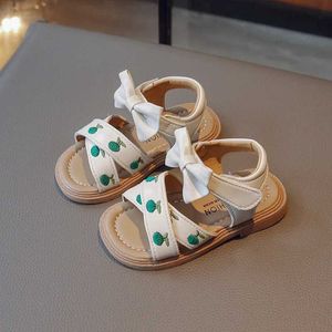 Sandals Kid Shoe Girl Fashionable Princess Shoe Soft Soled Child Roman Shoes New Embroidered Beach Shoe Bow Shaped Girls Sandals
