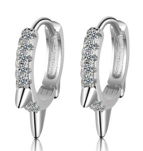 Silver Color Stainless Steel Small Hoop Earrings For Women Cubic Zirconia Korean Fashion Party Jewelry Accessories Gift EH4754993705