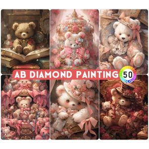 Stitch Diamond Painting AB Northern Lights Teddy Bear Cute Doll Cartoon 5D DIY 2023 New Product Set Fantasy Crafts Gift Home Decor