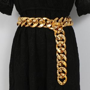 Gold Color Metal Chain Long Wide Cool Belt Personality Women New Fashion Tide All-match Spring Autumn 2021 2355