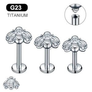 Body Arts G23 Titanium Surgical Metal Septum Tragus Piercing Screw Bee Earring Labret Lip Ear Nose Stud Ring Body Jewelry 16G 2022 d240503