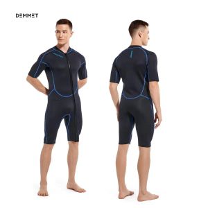 Adatta Nuova muta da uomo stile da uomo 3 mm in neoprene Onepiece a maniche cortesuita da bagno calda protezione solare snorkeling da surf esterno abito a umido tipo bagnato