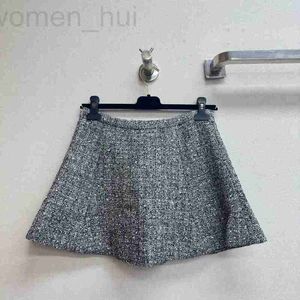 Skirts designer Summer New Product Zhang Zifeng Same Style Gray Thick Tweed High Waist Pleated Skirt Half for Women 0FRF