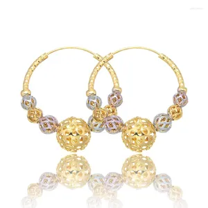 Brincos de argolas da moda 18K Gold Copper Round Round Ball Hollow Eardop Women Moda Acessórios de Moda Festa de aniversário Presente de aniversário