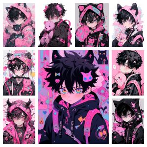 Stitch 5D DIY Diamond Målning Anime Boy and Dolls Full Drill Harts Embroidery Crystal Mosaic Decor Home Gifts