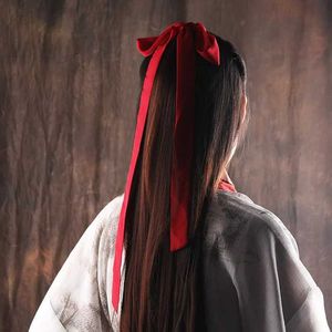 Огни ретро китайские ханфу Ред -шифоновые волосы, используемые для головного убора для волос Q240506