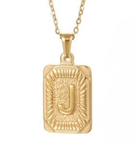 Rektangel Initial AZ Letter Pendant Charm för män Kvinnor 18K Gold Plated Capital Letter Pendant Necklace Chain 18inch5539728