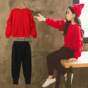 Set di abbigliamento set di abbigliamento per ragazze 2023 sport autunno felpa a maniche lunghe+pantaloni per bambini abbigliamento per bambini abbigliamento per bambini 6 8 10 12 annil2403