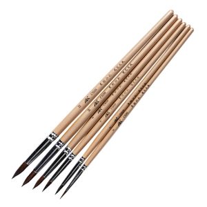 Brushes Watercolor Brush Black Marten Animal Hair 6 Pcs Round Pointed Watercolor Painting Brush Set Adult Beginner Student Handpainted