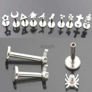 Body Arts 2Pc 1.2x6/8mm Bar Star Moon Cross Spider Nose Ring Stud Ball Labret Lip Tragus Piercing Helix Earrings Nose Piercing Ear Jewelry d240503