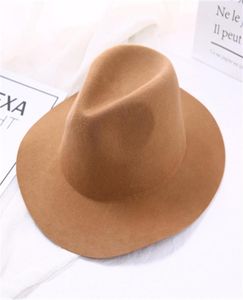 Wellige Brim Fedora Hut Frauen künstliche Wolle Vollfarbene Herbsthüte für Frauen modische Filzhut Vintage Hats Classic Sombrero1348202