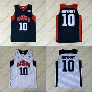 Stitched 10 Bryant Basketball Jersey Mens USA Dream Team Jersey Stitched Blue White Short Sleeve Shirt S-XXL 3130