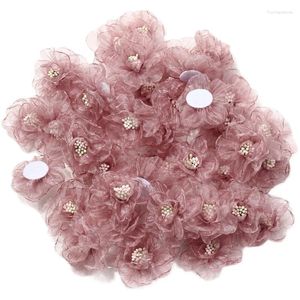 Decorative Flowers 10PCs Chiffon Gauze Artificial Mesh Clothing Making Hair Accessories For Bouquet Wedding Party DIY Craft Home Decoration