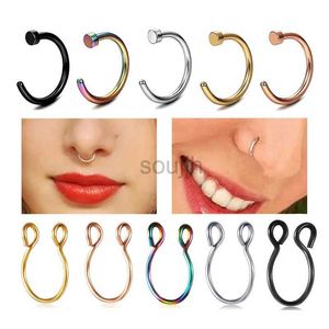 Körperkunst 1 Stück Nasenring Körper Clip Hoop für Frauen Medizinischer Stahl gefälschter Nasenring C Clip Nase Piercing Helix Piercing Hoop Schmuck 0,8 x 8 mm D240503