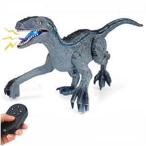 Electric/RC Animals Electricrc Electric Walking Remote Controlled Spray Dinosaur Robot RC Toys Simated Swing Control med ljus för Ki DHFIU