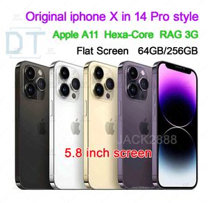 Отремонтированный оригинальный разблокированный OLED -экран iPhone X в iPhone 14 Pro Pro Commutphone Стиль Apple iPhone 14PRO RAM 3GB ROM 64 ГБ/256 ГБ Мобильный телефон