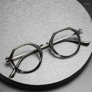 Sunglasses Frames 5882 Retro Round Irregular Shape Eyeglasses Women Pure Titanium Glasses Frame Men Italian Vintage Myopia Optical Eyewear