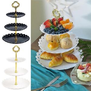 Piastre da 3 strati Piatto di frutta Porta vassoio per cupcake Display Dessert Snack Candy Buffet Birthday Party Dessert Wedding