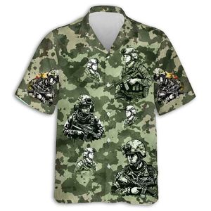 Mäns avslappnade skjortor Amerika camo 3d tryckt korta slve skjortor för män kläder casual veteran lapel blus usa eagle blues barn knapp armé toppar y240506