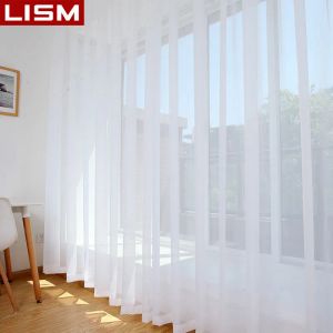 علاجات Lism صلبة تول أبيض تول ستائر شفافة لستائر غرفة المعيش