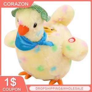 Toys Hen Hen Colocando ovos de pelúcia Animais divertidos frango brinquedo de brinquedo de brinquedo elétrico dançando macio brinquedos de pelúcia de pelúcia