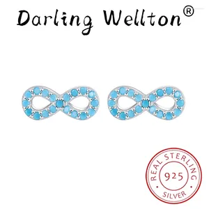 Studörhängen 2024 Trend Sapphire Nummer 8 Full Diamond for Women äkta Sterling Silver Valentine's Day Gift Party Jewelry