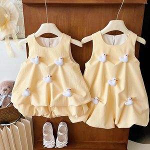 Roupas Conjuntos de verão Coreano Conjunto 2024 Garota Menina Moda Princesa Vestido Roupas de bebê