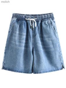 Kvinnors shorts kvinnor plus size jeans 5xl 6xl denim bomullshorts korta knä bred benbyxor 2022 sommar wx