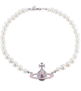 Rosa lackierte Saturn Perlenkette Nana gleiche Halskette Rosa Saturn lackierte Perlen Halskette9302175