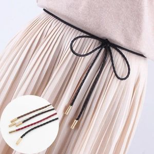 Belts Vintage Thin Leather For Dress Women Slim Weave Waist Rope Simple Skirt Coat Sweater Waistband Decorative Knot String