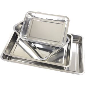 304 Stainless steel Storage Trays square plate Thick pans Rectangular tray Barbecue Deep rice dishes 2cm 227G