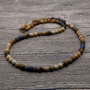 2018 Vintage Rustic Men Beaded Necklace Natural Picasso Stone Bead Halsband för män Tribal smycken Bästa vän Gift Su-05 286s