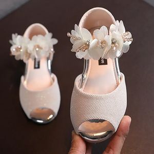 Mädchen Strass -Blumenschuhe Low Heel Flower Wedding Party Kleid Pumpen Schuhe Prinzessin Schuhe für Kinder Kleinkind 240412