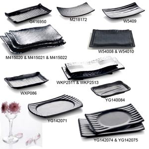 Melamine Dinnerware Dinner Plate Frost Black Rectangle Lrregular Plate Fashion Restaurant Sushi Plates A5 Melamine Tableware 191k