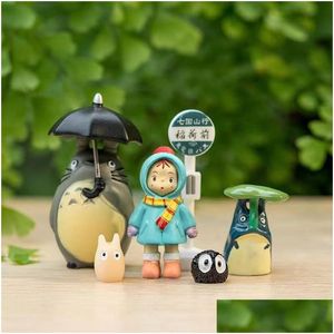 Decorative Objects Figurines My Neighbor Hayao Miyazaki Totoro Action Figure Toy Mini Garden Pvc Figures Decoration Cute Kids Toys Dhrpf