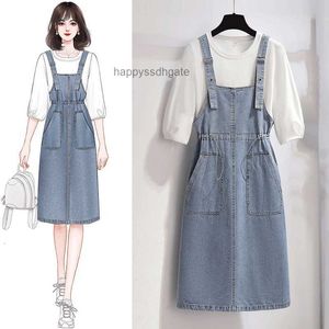 Basic Casual Dresses OC829M57 Denim Strap Skirt Womens Spring/Summer Dress Two Piece Set for High Waisted Top Luxury Customization