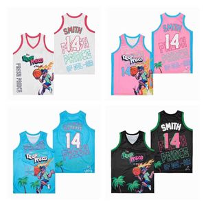 Męskie koszulki Męskie koszulki do koszykówki The Fresh Prince 14 Smith Bel air Academy Jersey Sewing Haft na świeżym powietrzu Białe czarne nowe T240506