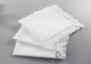 Lenço de renda branca lenço fino lenço de casamento presente de casamento decoração de pano guardanapos lenço diy em branco 2525cm5100887