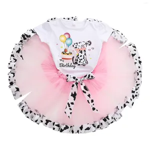 Kleidungssets 2-8Y Kinder Girls Ballet Kostüm Kleidung Kurzarm Cartoon Print Top Patchwork Farbe Tüll Tanz Rock Tutu Performance Anzüge