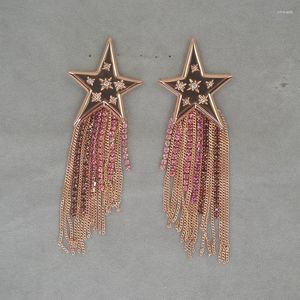 Dangle Earrings Copper-plated Rose Gold Star Flow Rate Texture Earring