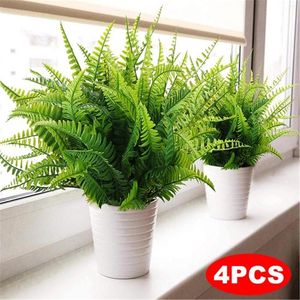 Decorative Flowers Artificial Plants 4pcs Persian Leaves 15.7 Inch Simulation Greenery Bushes Flower Home Garden Office Wedding Decor