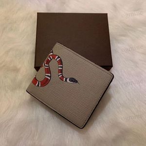 Men Animal Animal Curta Carteira Couro preto Snake Tiger Bee Walets Mulheres Long Style Luxury Purse Card Titular com caixa de presente 243d