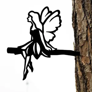 Gartendekorationen 1PC Dekorative Metall Fairy Stakes Outdoor Baumdekor schwarze Silhouette -Pfahl für Yards Terrasse Rasenfeder