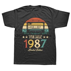 メンズTシャツ面白いヴィンテージ1987ミュージックカセット37歳の誕生日プレゼント37歳t