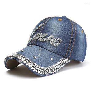 Ball Caps Denim Baseball Cap Women Rhinestone Letter Love Summer Hats For Sunshade Sun Hat Casual Snapback Adjustable Outdoor Retro